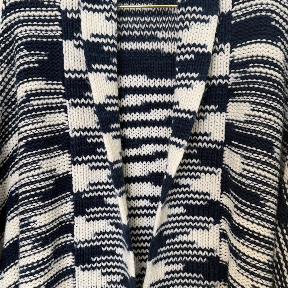 Alia Mixed Block Pattern Navy & White Knit Cardigan Soft Comfortable π« - Picture 2 of 5